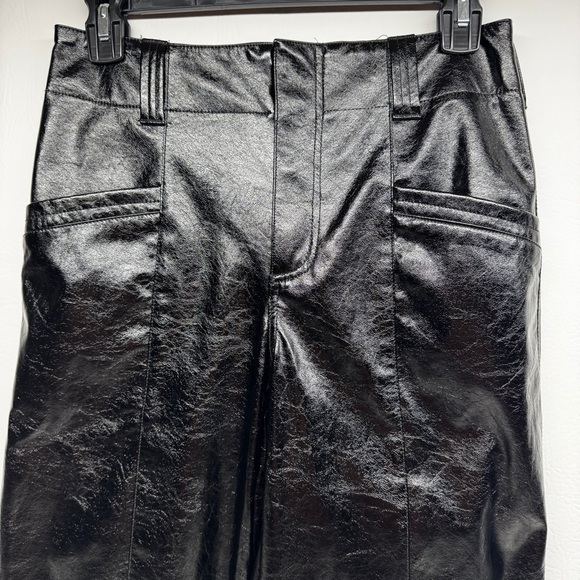 Free people faux leather pants size 0 wide leg high rise - Picture 5 of 14